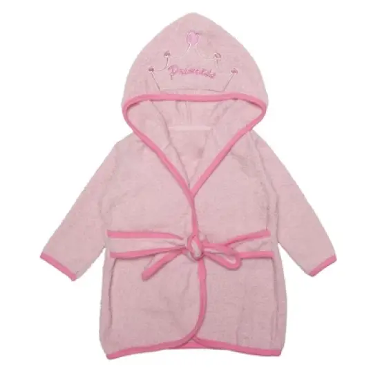 Everyday Kids Hooded Bath Robe for Girls &ndash; 3D Pink Princess with Crown, Soft Terry Cloth, Absorbent Toddler Robe, Baby Bath Essential Size 0-9 Months image {4}