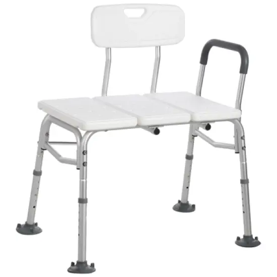 Tub Transfer Bench and Shower Chair with Non Slip Aluminum Body, Shower Chair with Backrest & Padded Armrest, Adjustable Seat Heigh image {4}