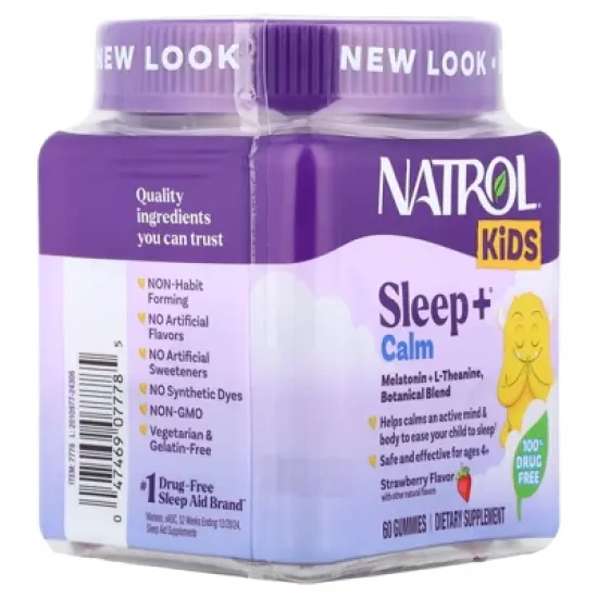 Natrol Kids, Sleep +&reg; Calm Gummies, Age 4+, Strawberry, 60 Gummies image {3}