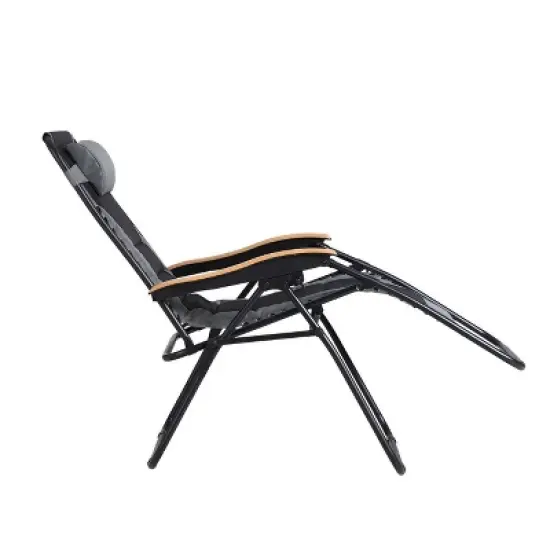 Captiva Designs Patio Zero Gravity Free XL Padded Seat Recliner with Cup Holder & Alloy Steel Frame - Gray image {5}