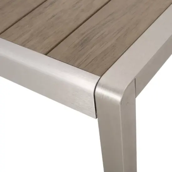 GDFStudio Crested Bay Outdoor Aluminum and Faux Wood Bench image {5}