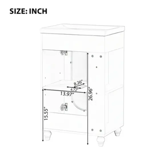20" Bathroom Vanity with Sink, Bathroom Vanity Cabinet with Two-tier Shelf, Adjustable Shelf image {3}