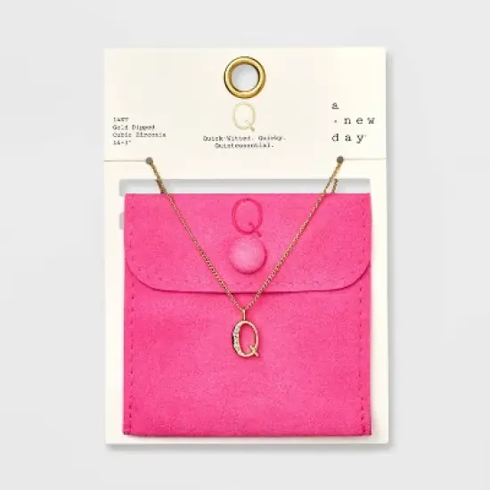 Gold Dipped Cubic Zirconia Initial Pendant Necklace - A New Day&trade; Gold image {20}