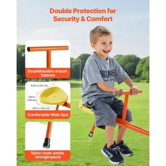 VEVOR Kids Seesaw, 100 lbs Load Capacity per Seat, Sit and Spin Teeter Totter, Swiveling 360 Degrees Rotating for Aged 3+, Orange&Yellow image {2}