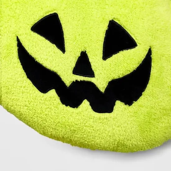Pumpkin Shaped Halloween Faux Shearling Pillow Green - Hyde and EEK! Boutique&trade;: Indoor Decorative, Oval image {3}