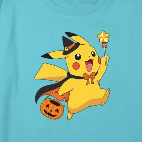 Girl's Pokemon Halloween Pikachu Wizard Crop Top T-Shirt image {1}