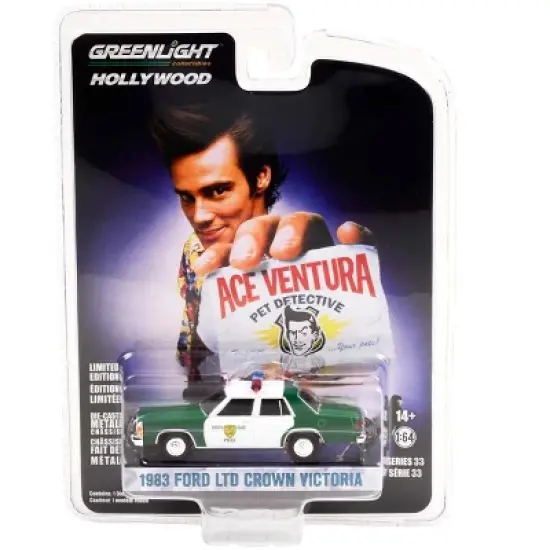 1983 Ford LTD Crown Victoria Green & White "Miami Police Dept" "Ace Ventura" (1994) Movie 1/64 Diecast Model Car by Greenlight image {2}