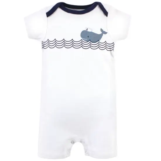 Hudson Baby Infant Boy Cotton Rompers 3pk, Sailor Whale image {1}
