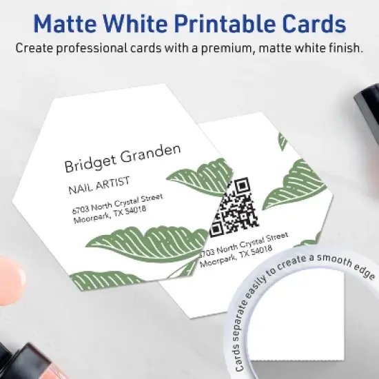 Avery Hexagon Business Cards, 2-1/2" x 2-9/10", Matte White, 300 Total image {2}
