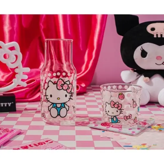 Silver Buffalo Sanrio Hello Kitty Pink Dots 18-Ounce Glass Pitcher and 8-Ounce Cup image {8}