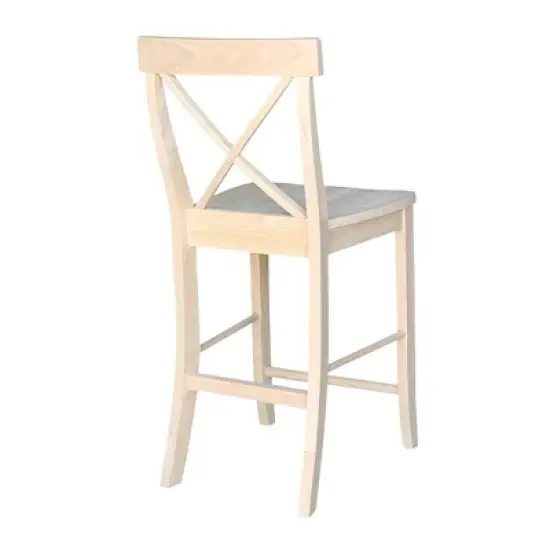 X Back Counter Height Barstool Unfinished - International Concepts image {4}