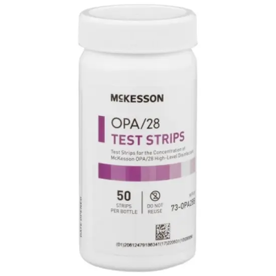 McKesson OPA/28 OPA Concentration Indicator Pad 50 Test Strips Bottle image {1}