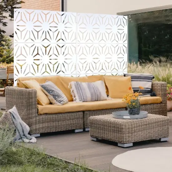 CAVINAS Privacy Screen Modern Metal Fence Panels with Geometric Pattern for Garden Decor and Patio Decor, 76" H&times;48" W image {7}