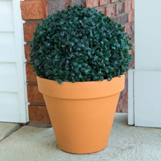 Solar Powered LED Faux Topiary Ball Pair Set of 2 Pre-lit Artificial Boxwood Balls with Rechargeable Battery Outdoor Greenery Decor by Pure Garden image {4}