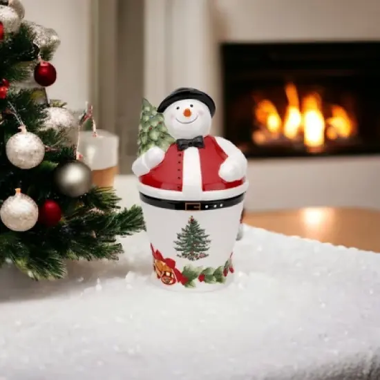 Spode Christmas Tree Mr. Snowman Cookie Jar image {2}