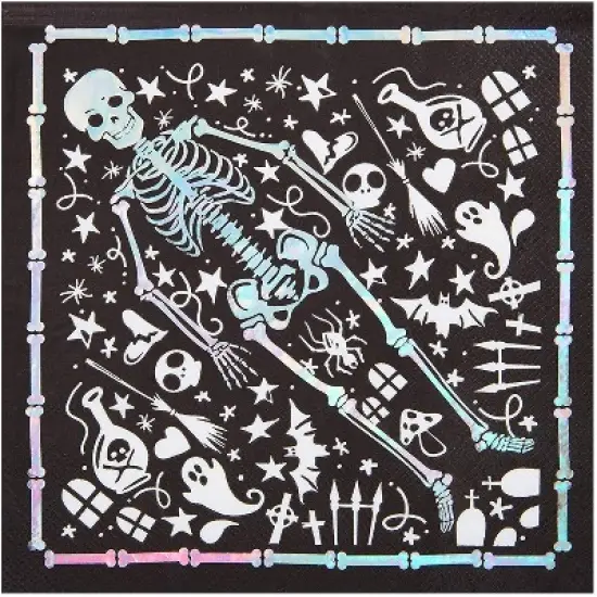 Spooky Central 50-Pack Halloween Black Skeleton Coffin Disposable Cocktail Lunch Paper Napkins Party Supplies image {2}