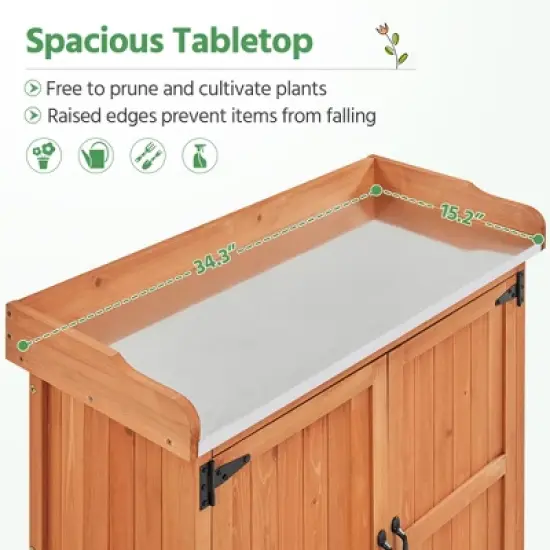 Yaheetech Outdoor Garden Potting Bench Table with Cabinet image {4}