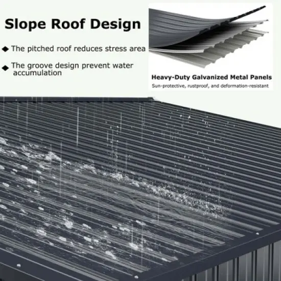 Costway 12 x 9.8 FT Outdoor Storage Shed All-Weather & Rustproof Galvanized Metal image {5}