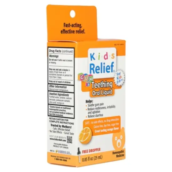 Homeolab USA Kids Relief&reg;, Gum & Teething Oral Liquid, 0-9 Years, Orange, 0.85 fl oz (25 ml) image {4}