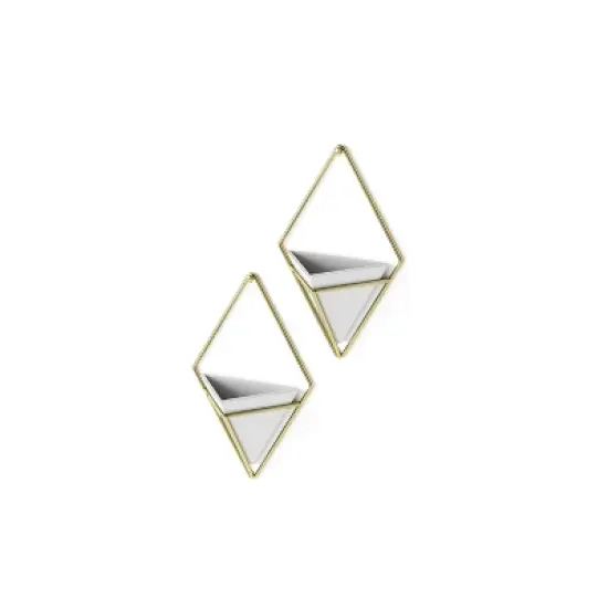 Set of 2 Trigg Wall Display Planters White/Brass - Umbra image {3}