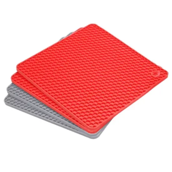 Unique Bargains Silicone Heat Resistant Multi-purpose Trivet Mat 4 Pcs image {8}