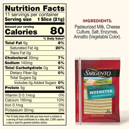 Sargento Natural Muenster Sliced Cheese - 8oz/11 slices image {2}