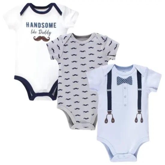 Little Treasure Baby Boy Cotton Bodysuits 3pk, Handsome Like Daddy image {1}