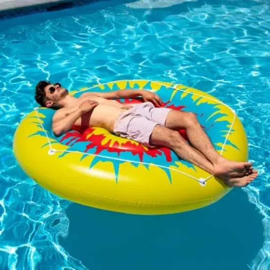 Swim Central 72" Inflatable Multicolor Tie Dye Circular Swimming Pool Float image {3}