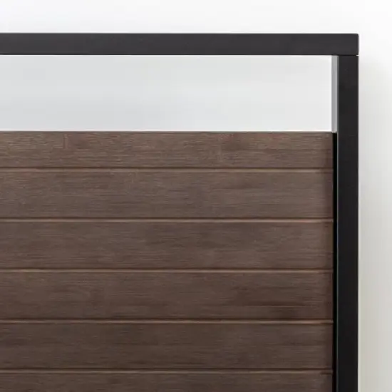 Suzanne Metal and Bamboo Platform Bed Frame with Headboard Gray Wash - Zinus image {5}