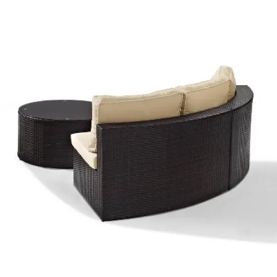 Catalina 2pc Outdoor Wicker Sectional Set - Sand - Crosley image {9}