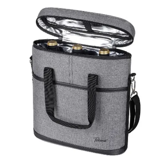 Tirrinia Wine Gift Bag, 3 Bottle Carrier Tote, Insulated Padded Wine Cooler Bag with Handle and Shoulder Strap, Gifts for Wine Lovers image {8}