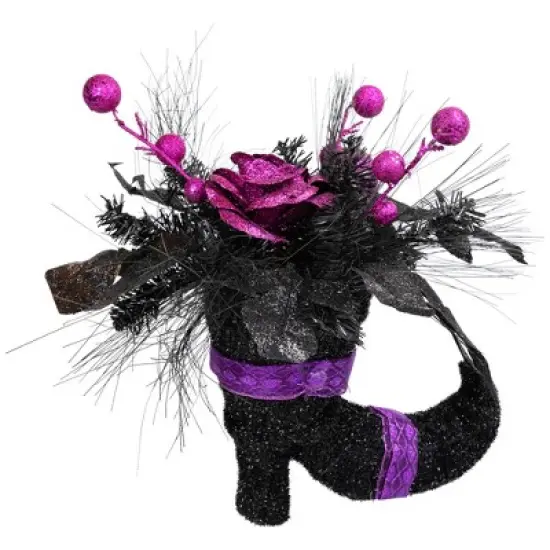 Northlight Witch's Boot with Glittered Roses and Foliage Halloween Decoration - 12" image {5}