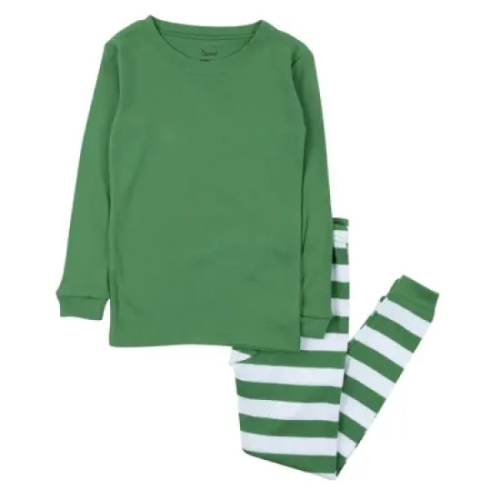 Leveret Kids Two Piece Cotton Striped Christmas Pajamas image {7}
