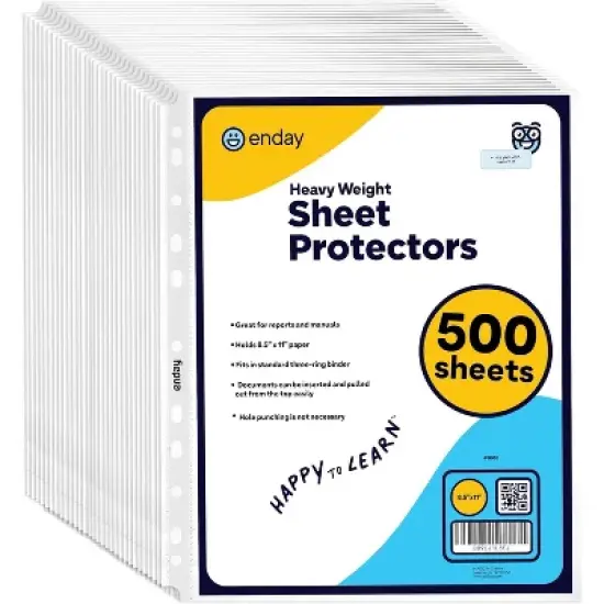 Sheet Protectors, 8.5&rdquo; x 11&rdquo; Non Glare, Clear Plastic Heavyweight Page Protector for 3 Ring Binder, Acid Free Top Loading, by Enday image {1}