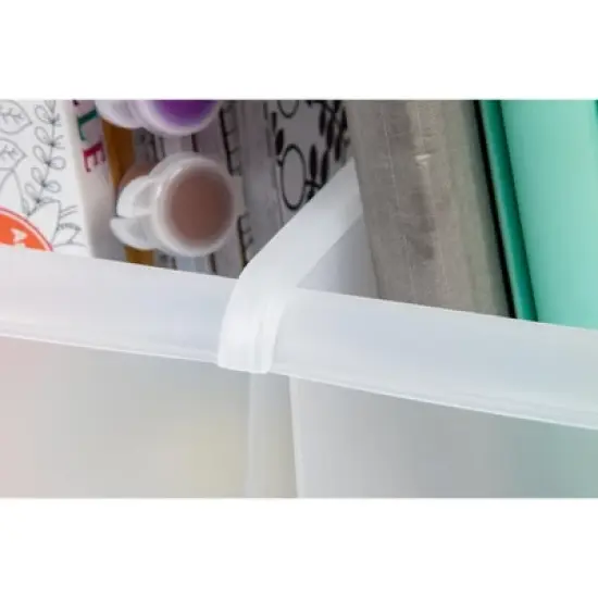 IRIS USA 8-Pack 15" x 6" Plastic Connecting Book and Paper Storage Container Bin, Vertical Standing Plastic Notebook File Craft Organizer Box, Clear image {3}