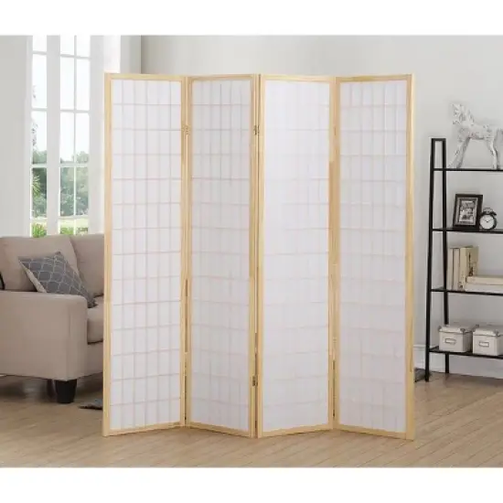 4 Panel Room Divider Natural - Ore International image {3}