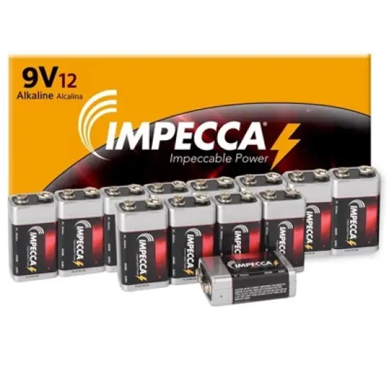 Impecca 9-Volt 12-Pack Alkaline Platinum Batteries (12-Cells) image {1}