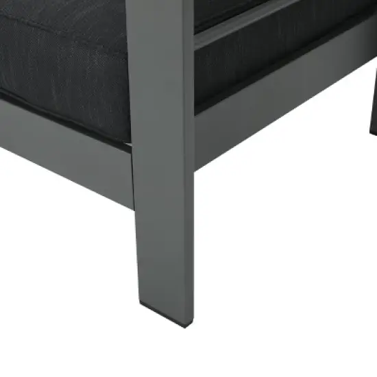 GDFStudio Crested Bay Outdoor Aluminum 4 Seater Chat Set with Light Gray Fire Pit image {7}