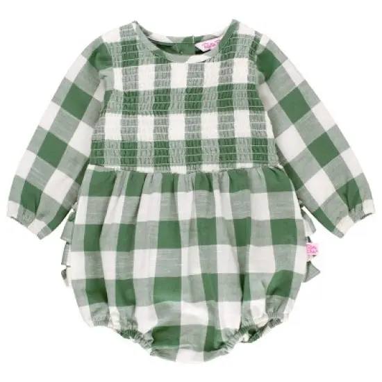 RuffleButts Infant Girls Long Sleeve Smocked Bubble Romper image {5}