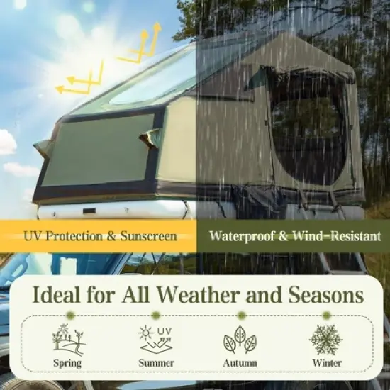 Erommy Rooftop Tent Hard Shell Truck Bed Tent for Camping, Waterproof SUV Tent with Air Mattress, All-Weather Car Tent for 2 Person image {3}