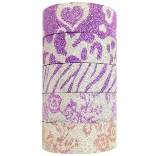 Wrapables Japanese Washi Masking Tape, Glitter Collection (Set of 6) image {5}