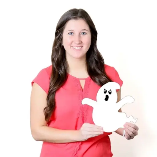 Big Dot of Happiness Spooky Ghost - Ghost Shape Lawn Decoration Signs - Outdoor Halloween Yard Decorations - 10 Piece image {7}