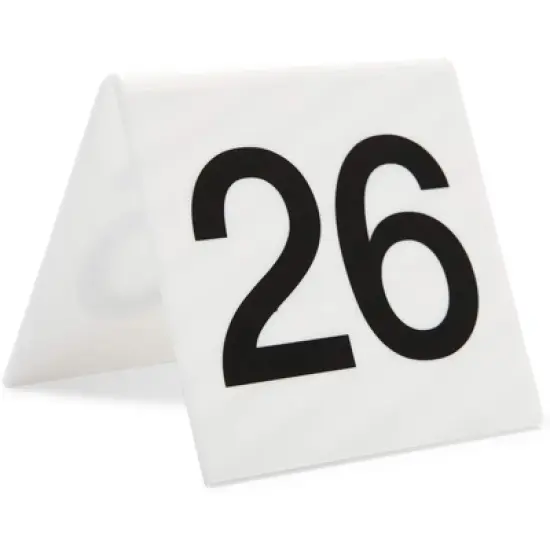Juvale Set of 25 Acrylic Table Numbers for Wedding, Plastic Tent Cards Numbered 26-50 for Restaurants, Banquets, Receptions, 3 x 2.75 x 2.5 In image {1}