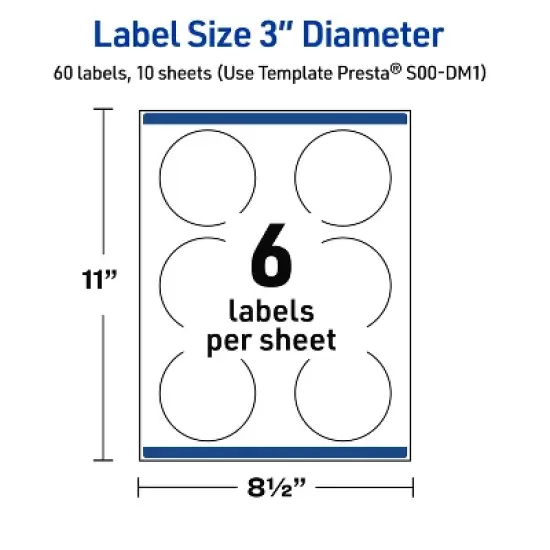 Avery Printable Round Labels, Double Black Border, 3" Diameter, Glossy White Round Labels, Permanent, Laser/Inkjet, 60ct, Great for Product Labels image {4}
