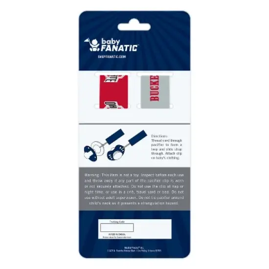 BabyFanatic Officially Licensed Unisex Pacifier Clip 2-Pack - NCAA Ohio State Buckeyes - Officially Licensed Baby Apparel image {3}