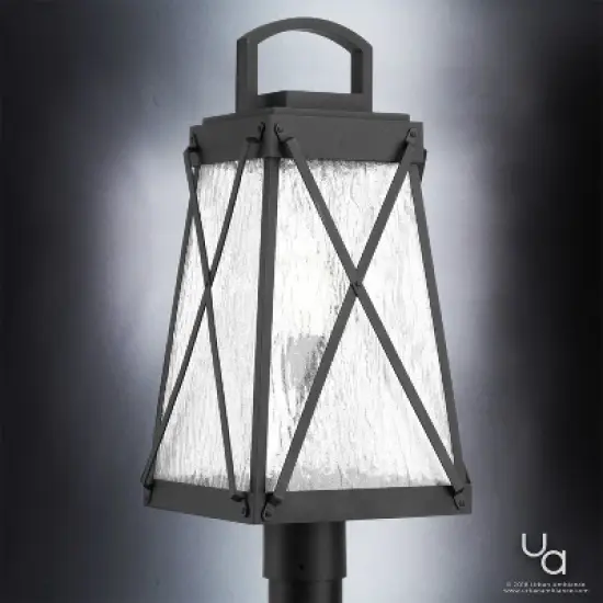 Urban Ambiance Luxury English Country Outdoor Post/Pier Light,  21-3/4"H x 10-1/2"W,  Midnight Black, UHP1057 image {2}
