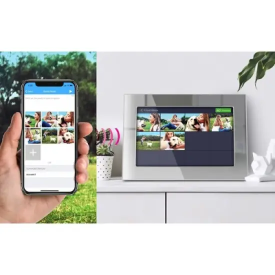 Aluratek 10'' Wifi Touchscreen Digital Photo Frame - Silver: 1280x800 Resolution, USB, MicroSD image {7}