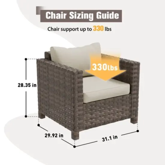 EAGLE PEAK Harbor Haven 2 PCS Hand-Woven Wicker Patio Chair with All Weather Resistant Deep Seat & Wide Rattan, Patio Furniture Chairs image {2}