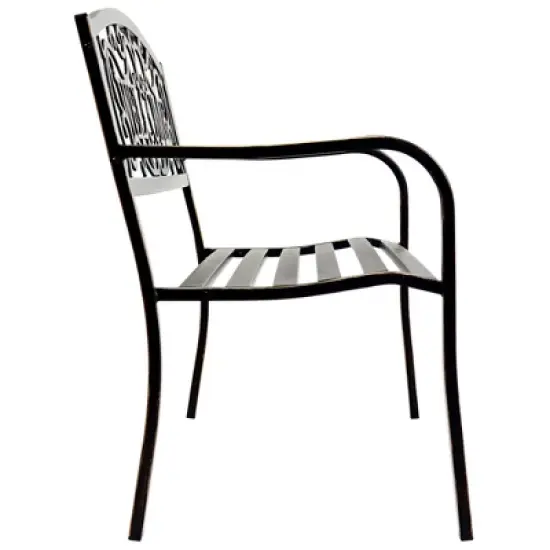 Tangkula Antique Metal Garden Bench Patio Park Outdoor w/ Armrest Welcome Pattern image {4}