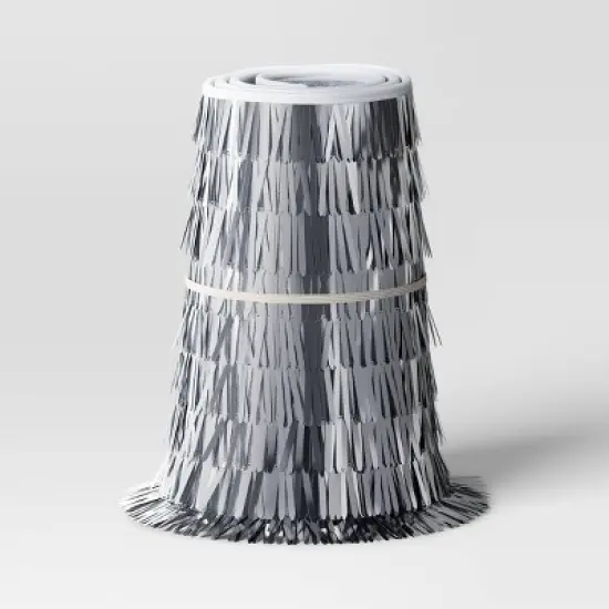 Christmas Mirrored Metallic Fringe Fabric Tree Collar Silver - Wondershop&trade; image {2}